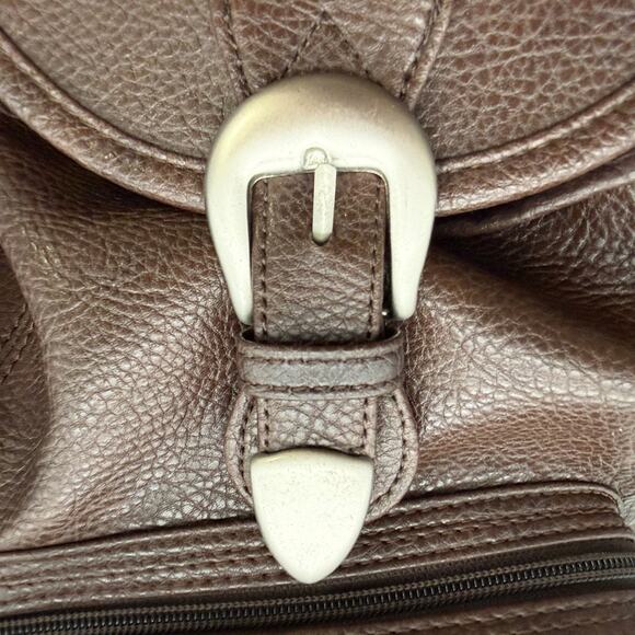 Vintage 90s Guess Pebbled Faux Leather Backpack Chocolate Brown Korean Era main image 5